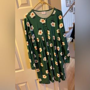 Hanna Andersson forest green long sleeve dress
